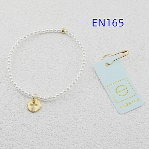 Enewton White Pearl Gold Hollow Cross Bracelet - Picture 3 of 5